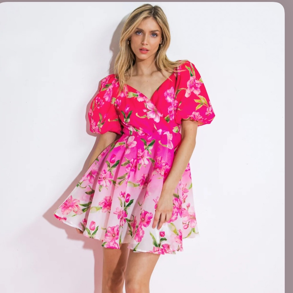 Flying Tomato Pink Floral Mini Dress